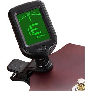 Bollisate Accordatore a clip per chitarra, accordatori digitali di per chitarra con display LCD, dodici uguali temperati multifunzione per chitarre elettriche, acustiche e bassi e ukulele, nero