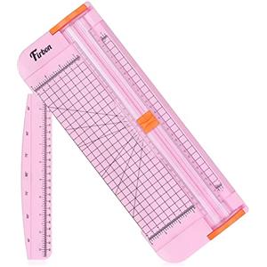 Firbon Taglia Carte per Ufficio Professionale, Plastificatrice Taglierina, Taglierina Titanio Scrapbooking con Sicura Automatica(rosa)