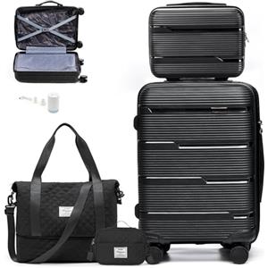bluterm Valigia da viaggio sottovuoto con pompa, Set di Valigie Rigida 4 Pezzi, con Borsone da Viaggio Palestra e Borsa da Toilette, Valigia con 4 Rotelle Girevoli a 360° TSA Serratura