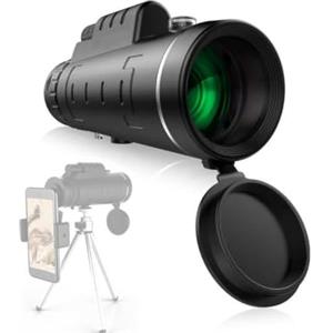 HERCHR Telescopio monoculare 40X60 con clip per telefono Treppiede telescopico Lente d'ingrandimento per visione notturna HD Fotocamera per telefono Cannocchiale monoculare per