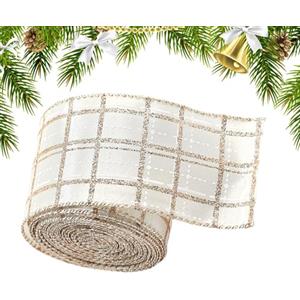 Generico Nastro per L'Albero di Natale | Fascia Decorativa Natalizia da 198 Cm - Nastro per Lavoretti Colore Champagne - per Decorazione 'Albero Ghirlanda Mazzo di