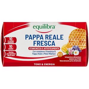 Equilibra Integratori Alimentari, Pappa Reale Fresca, Integratore con Vitamine del Gruppo B, Arricchito con Miele Millefiori, Adatto Anche ai Bambini Sopra i 6 Anni, 10 Flaconcini Pronti da Bere