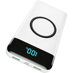 iPosible Power Bank Wireless Ricarica Rapida 26800 mAh, Power Bank 25W PD3.0 + QC4.0, 15W Wireless Caricatore Portatile Powerbank 4 Outputs USB C Batteria esterna compatibile con iPhone Huawei Samsung-Bianco