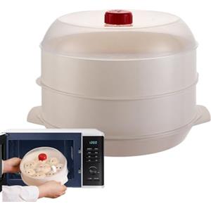 Generico Grande Vaporiera per Cucina | Vaporiera da Cucina a Doppio Strato - Utensili da per Microonde Ravioli Pesce Verdure Farina d'Avena al Vapore Casa Appartamento