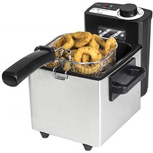 Cecotec Friggitrice elettrica CleanFry, capacità 1,5 l, temperatura fino a 190ºC, secchio smaltato lavabile in lavastoviglie, filtro olio detergente mantiene l'olio pulito, 1000 W