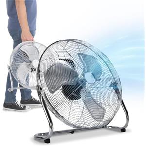 Wintem Ventilatore da Terra con Inclinazione Regolabile - Ø40 cm, 3 Pale in Metallo, 3 Velocità Regolabili | Ideale per Ogni Esigenza 19x18x34cm - Cavo 1,8 m, Spina Francese