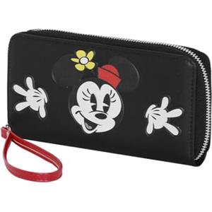 Disney Minni Mouse Face-Portafoglio Essenziale, Nero, 19 x 10 cm