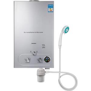 SHENGJINSH Scaldabagno a Gas GPL,con Modalità Inverno ed Estate,Caldaia a Gas da 36KW a Parete senza Serbatoio Scaldacqua Istantaneo,Scaldabagno Gas di Petrolio Liquefatto,Uscita Dell'acqua Calda 18L/min (10L)