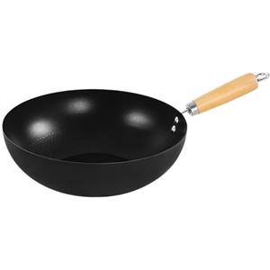QOXEZY Padella antiaderente con fondo piatto e wok, compatibile con tutti i tipi di stufe, resistente per un uso duraturo in cucina, facile da pulire (24 cm)