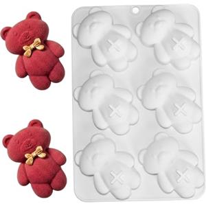 Uanqfegy Stampo per orsetti in silicone per uso alimentare a 6 cavità - Stampo per orsetti a rilascio facile per cuocere cioccolato e realizzare candele con disegni adorabili