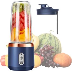 Generic Frullatore portatile, mini spremiagrumi a mano, ricaricabile tramite USB, frullatore personale con tazza di miscelazione e coperchio a prova di perdite, per viaggi, cucina, alimenti per bambini