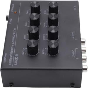 Tosuny Equalizzatore Grafico Audio a 7 Bande, Preamplificatore e Amplificatore per Cuffie, Equalizzatore Stereo per Auto Domestiche per L'elaborazione del Suono con Interfaccia AUX da (black)