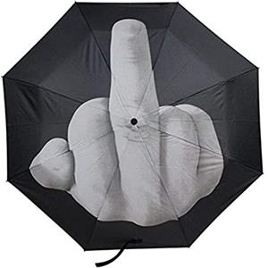 Naisicatar Ombrello con dito medio, 96 x 55 cm, ombrello creativo con dito medio, ombrello divertente pieghevole con dito medio, antivento UPF40+, ombrello parasole per uomini e donne, regalo