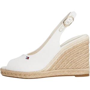 Tommy Hilfiger Donna Jeans Sandali Wedge High Slingback con Tacco a Zeppa, Bianco (Ecru), 41