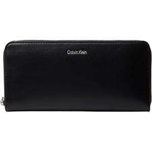 Calvin Klein Donna Portafoglio Webbing Long Zip Around con Logo, Nero (Black), Taglia Unica