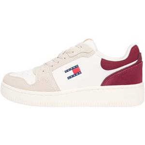 Tommy Jeans Donna Sneakers con Suola Alta Retro Basket con Lacci, Grigio (Gulf Sand/Deep Dahlia), 40