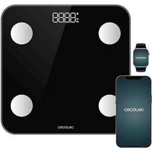 Cecotec Bilancia da bagno intelligente con App Surface Precision Smart. Bluetooth e 24 parametri, dimensioni 30 x 30 cm, 4 sensori, capacità massima 180 kg, funzionamento a batteria