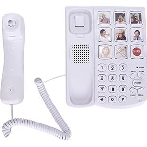 ciciglow Telefono con Pulsanti Grandi per Anziani, LD‑858HF Telefono Fisso con Cavo con Pulsante SOS Numero Anticipato Funzione Altoparlante Vivavoce per Anziani Anziani