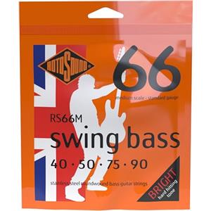Rotosound Corde per basso elettrico SWING 66 STAINLESS SETS 4 corde RS66M MEDIUM SCALE Stainless MEDIUM SCALE 40-90