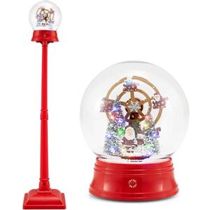 COSTWAY 150 CM Lampione Natalizio Musicale, Lampada Festiva con Lanterna a Globo di Neve Attivata dal Suono, Albero di Natale, Babbo Natale, Soldato e Scatole Regalo (Modello 4)