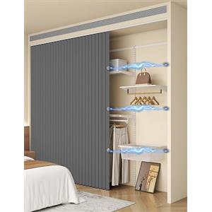 Aeovot Tenda Antipolvere per Cabina Armadio - Tenda per Scaffale Cucina Personalizzata, Tenda per Armadio Aperto Senza Ante Scarpiera Libreria Tende Privacy Scorrevoli per Armadietti(Grigio)