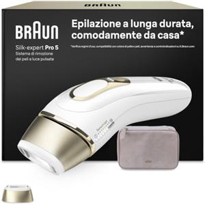 Braun Silk·expert Pro 5, Epilatore Luce Pulsata Smart, Epilazione Laser Peli Donna A Casa, Riduzione Permanente Dei Peli, Con 1 Testina E Custodia, PL5100