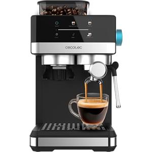 Cecotec Macchina Caffè Espresso Power Espresso 20 Grind+. 1350W, 20 Bar, Schermo Touch, Thermoblock, Serbatoio Acqua 1,7L, 20 Livelli Macinatura, Serbatoio Caffè 150g, Schiumatore Latte, Sicurezza