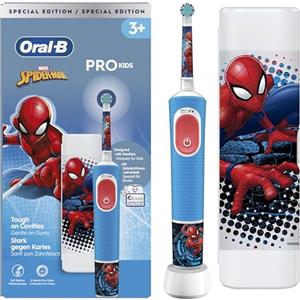 Oral-B Spazzolino Elettrico Ricaricabile Kids 3+, 1 Testina, Custodia, Azzurro - Marvel Spider-Man, 1 Testina di Ricambio per Spazzolino Elettrico, dai 3 Anni in Su, Delicato sulle Gengive, Custodia