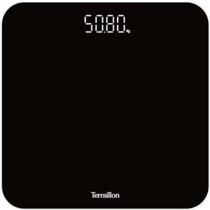 TERRAILLON - Bilancia Pesapersone Digitale TSQUARE NERO- Compatto e ultra piatto 26 cm x 26 cm - Vassoio vetro-ampio schermo LCD-capacità 180 kg - Graduazione 100 g - Nero