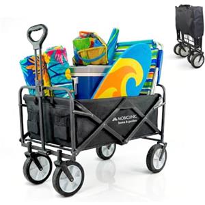 Mobiclinic®, Carrello da trasporto pieghevole, Per la spiaggia e il giardino, Manico regolabile, Ruote fuoristrada 360º, Impermeabile, Acciaio, PVC, Nero (100, Chilogrammi)