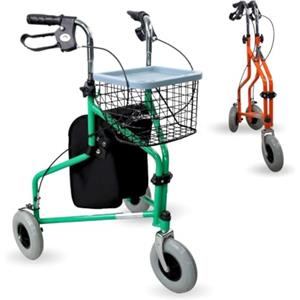 Mobiclinic®, Deambulatore per anziani, Cestino e 3 ruote, Con coperchio, Freni sulle maniglie, Altezza regolabile, Marchio spagnolo, Struttura leggera maneggevole, Piccole, Verde