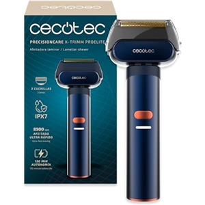 Cecotec Rasoio Laminare Professionale PrecisionCare X-Trimm ProElite. Alluminio, 8500 giri/min, 3 lame in titanio, 3 velocità, autonomia 2 ore, impermeabile IPX7, ideale per viaggi, blocco di