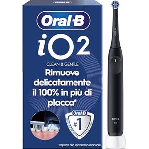 Oral-B Spazzolino Elettrico iO 2 Nero, 1 Testine Di Ricambio, Spazzolino Elettrico Ricaricabile, Pulizia Denti Efficace, Sensore Di Pressione, Delicato Sulle Gengive