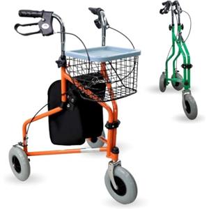 Mobiclinic®, Deambulatore per anziani, Cestino e 3 ruote, Con coperchio, Freni sulle maniglie, Altezza regolabile, Marchio spagnolo, Struttura leggera maneggevole, Piccole, Arancione