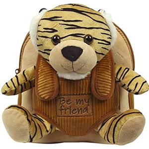 PERLETTI Zaino Peluche Tigre Animale Bambina Bambino 3 4 5 Anni - Zainetto Tigrotto Borsa Bimbo Bimba per Scuola Viaggi - Cartella Scolastica Asilo Morbida e Capiente - 21x27x9 cm (Tigre)
