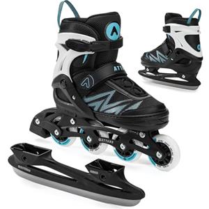 ATTABO Pattini a rotelle per bambini Kylo 2in1 Colore Blu Pattini a rotelle regolabili versatili per bambini 38-41 Alta qualità e comfort con durezza delle ruote 82A Perfetta vestibilità