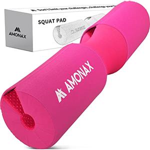 Amonax Barbell Squat Pad Cuscino Bilanciere Quat - Collo e Spalle Supporto Pad - Grande per Squat, Affondi, Spinte Dell'anca Allenamento/Esercizi/Allenamento con i Pesi Fitness (Rosa)