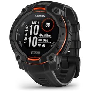 Garmin Instinct 3, Smartwatch, 45mm, Display SOLAR, Lunetta in alluminio, GPS Multi-band, 10ATM, Torcia LED, 90+ App per lo Sport, Pay, Connect IQ, Autonomia 28 giorni, Black Bezel