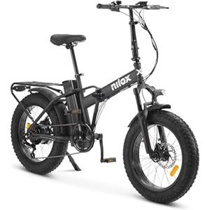 Nilox, Ebike X8 Pro, Bici Elettrica Pieghevole, Fino a 70 km di Autonomia, Fino a 25 km/h, Motore 36V/250W e Batteria Removibile, Ruote 20", Cambio Shimano 6 Velocità, Freni a Disco, Nera