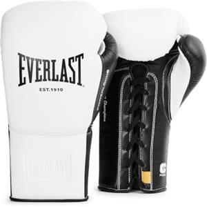 Everlast Powerlock OG Pro Fight Guanti da Boxe 16oz Bianco/Nero Allacciatura a Lacci per Sacco e Competizione
