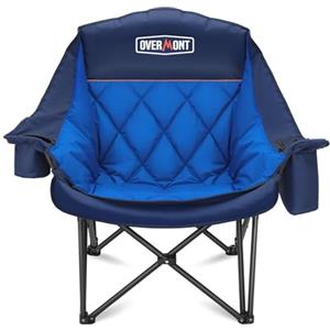 OVERMONT Sedia da Campeggio Pieghevole Oversized 204kg - Sedie da Pesca Pieghevoli con imbottitura Borsa Termica Portabicchieri - Poltrona Portatile per Esterno Interno Giardino Picnic Blu