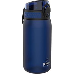 Ion8 Borraccia per Bambini, 350 ml, a Prova di Perdite, Facile da Aprire, Serratura Sicura, Lavabile in Lavastoviglie, Senza BPA, Maniglia per il Trasporto, Facile Pulizia, Blu Navy