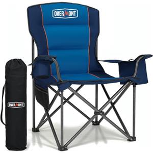 OVERMONT Sedia da Campeggio Pieghevole - Oversized Portatile di Schienale Completo Sedie da Pesca con Borsa Termica Portabicchieri - per Giardino Spiaggia Picnic - Caricabile Fino a 227kg
