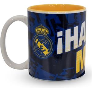 Hy-Pro Tazza con licenza ufficiale Real Madrid CF, 325 ml, in ceramica, lavabile in lavastoviglie, adatta al microonde, per bevande calde, tè e caffè, merchandising del Real Madrid, idea regalo per