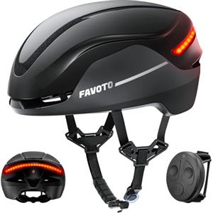 Favoto Casco Bici Corsa Uomo con Frecce e Luce Posteriore, Nero