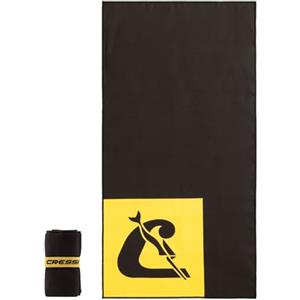 Cressi Towel Microfibre Double Face Vela-Asciugamano Microfibra Telo Piscina Mare Palestra Leggero Morbido Incredibilmente Assorbente Superiore agli Asciugamani Standard-Nero/Giallo L (60x120 cm)