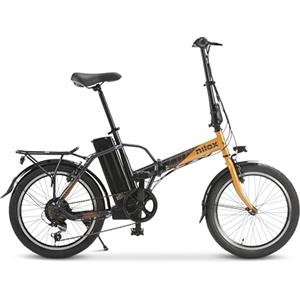 Nilox, Ebike J1 PRO, Bici Elettrica Pieghevole, Fino a 40 km di Autonomia, Fino a 25 Km/h, Motore da 36 V/250 W e Batteria 36 V-8 Ah, Gomme 20" x 2,1", Cambio a 6 Velocità