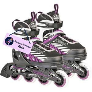 HUDORA Pattini in linea Mia nero/viola - misure 33-36 - Pattini in linea per bambini/ragazzi e adulti - Pattini a rotelle regolabili fino a 4 misure - Pattini a rotelle comodi e di stile