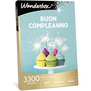 Wonderbox - Cofanetto Regalo - Buon Compleanno - 1 attività a Scelta - per 1 o 2 Persone - Momenti Relax, degustazioni o attività Originali