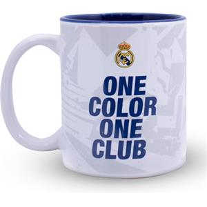 Hy-Pro Tazza con licenza ufficiale Real Madrid CF, 325 ml, in ceramica, lavabile in lavastoviglie, adatta al microonde, per bevande calde, tè e caffè, merchandising del Real Madrid, idea regalo per